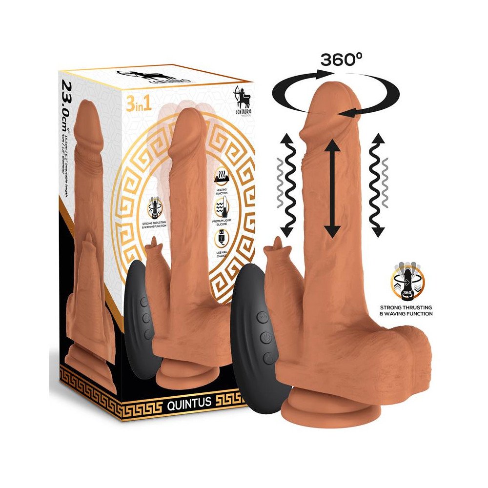 Quintus Dildo con Vibracion Thrusting y Waving 360º 9 23 cm